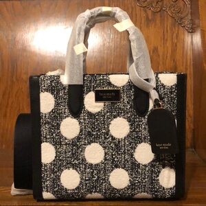 NWT-Kate Spade-Manhattan-Dot Tweed-Small Tote-Black & White-$398